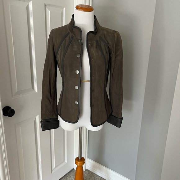Suede Jacket with Leather Detailing - Picture 2 of 10